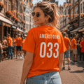 Vrouw in Amersfoort 033 Oranje WK shirt