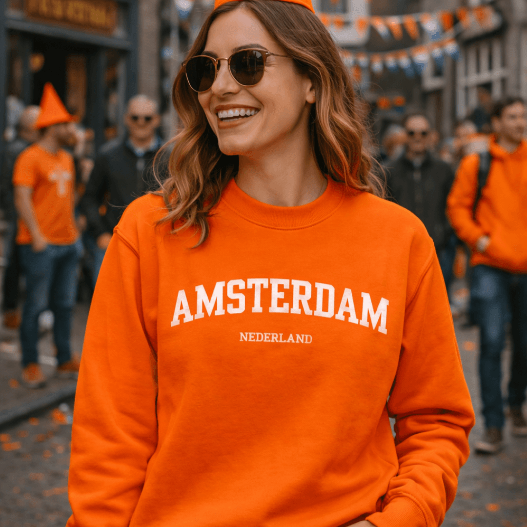 Amsterdam Oranje Sweater tijdens koningsdag