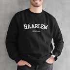 Man met zwarte draag je stad haarlem sweater