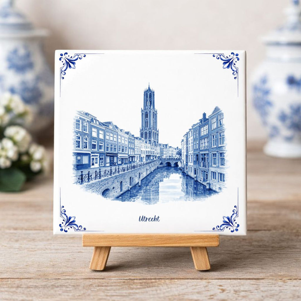 Utrecht Tegeltje met delftsblauw ontwerp
