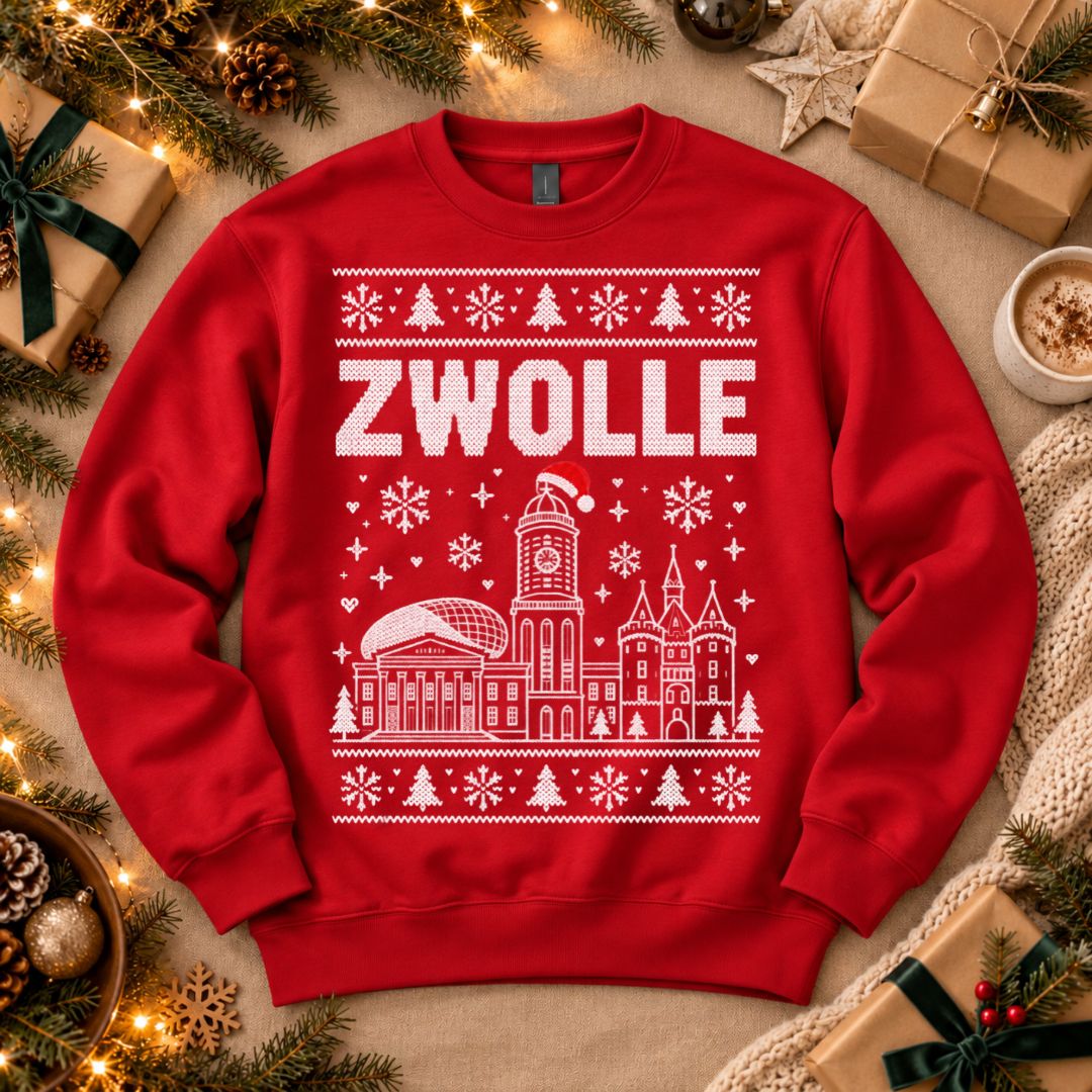 Zwolle Kersttrui met stadsiconen