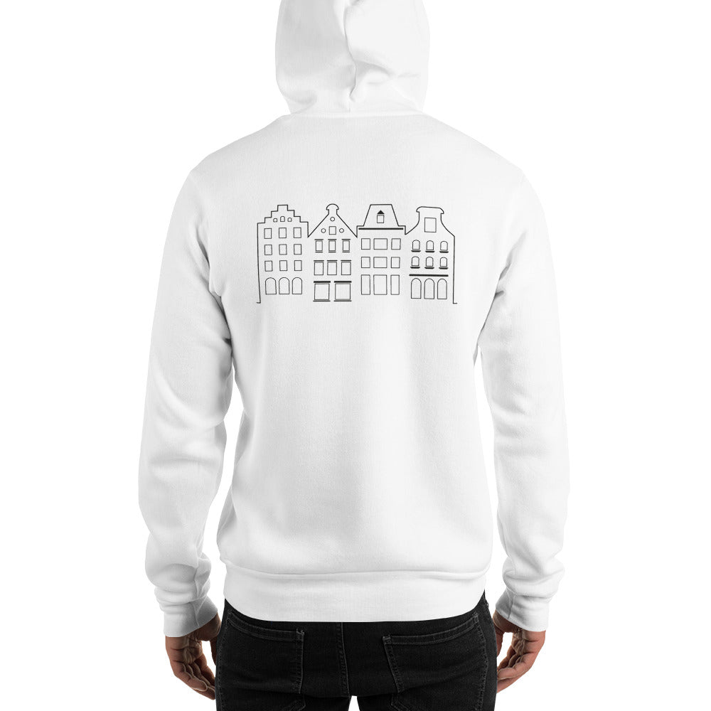 Grachtenpanden Amsterdam - Hoodie wit